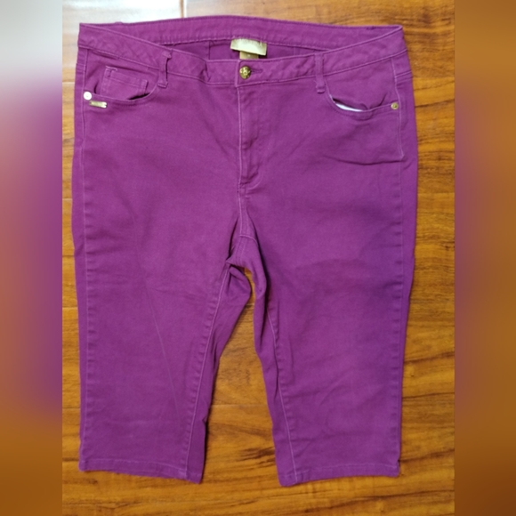 Miss Tina Denim - Miss Tina High Purple Waisted Cotton Cropped Jeans